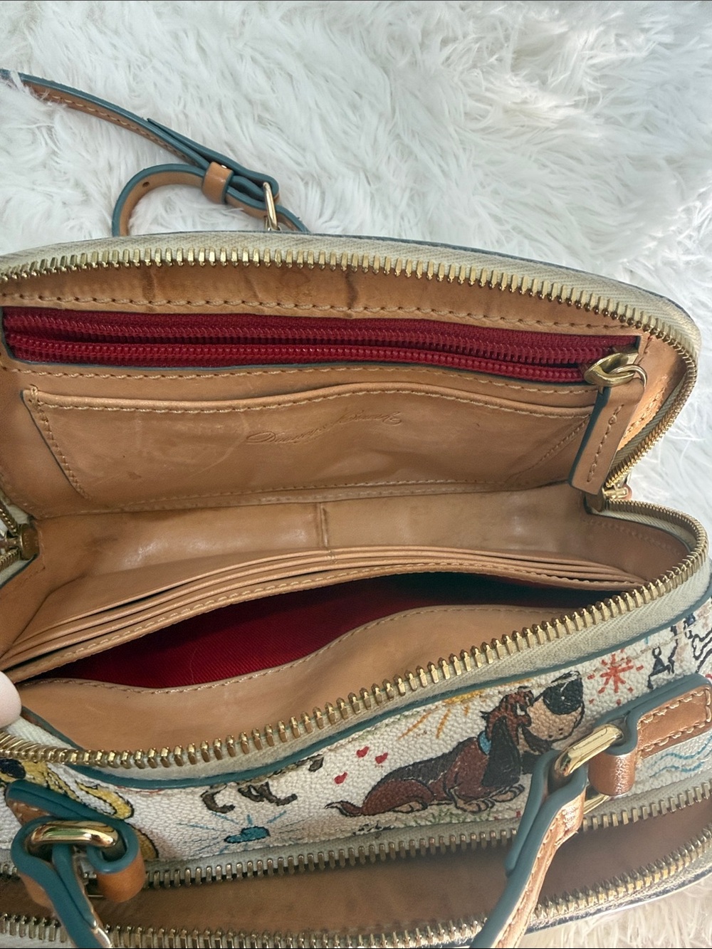 Disney Dooney and Bourke Dogs Paw Prints Sketch Ambler Crossbody Bag - Picture 6 of 16